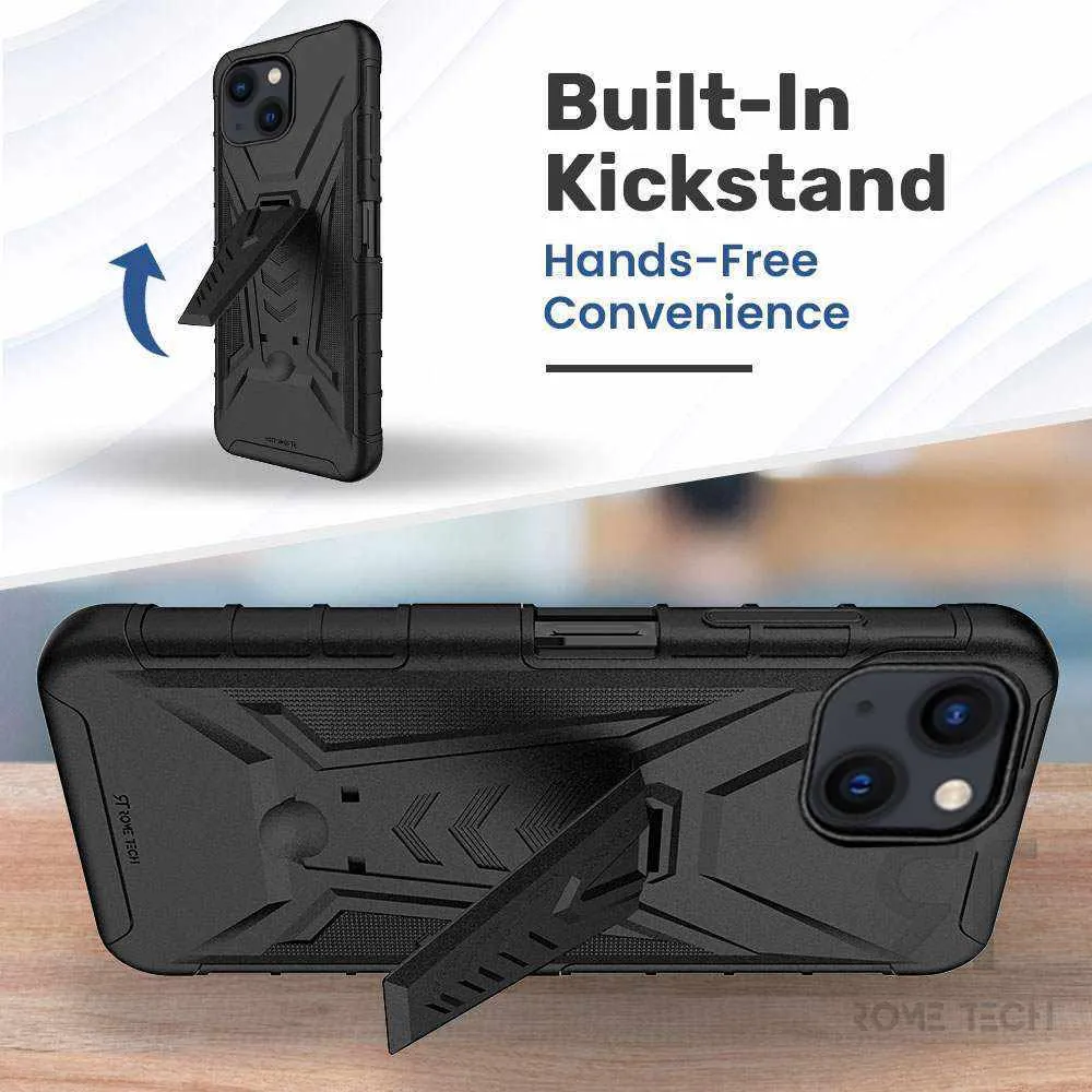 Apple iPhone 14 Dual-Layer Holster Case with Kickstand - Image 5
