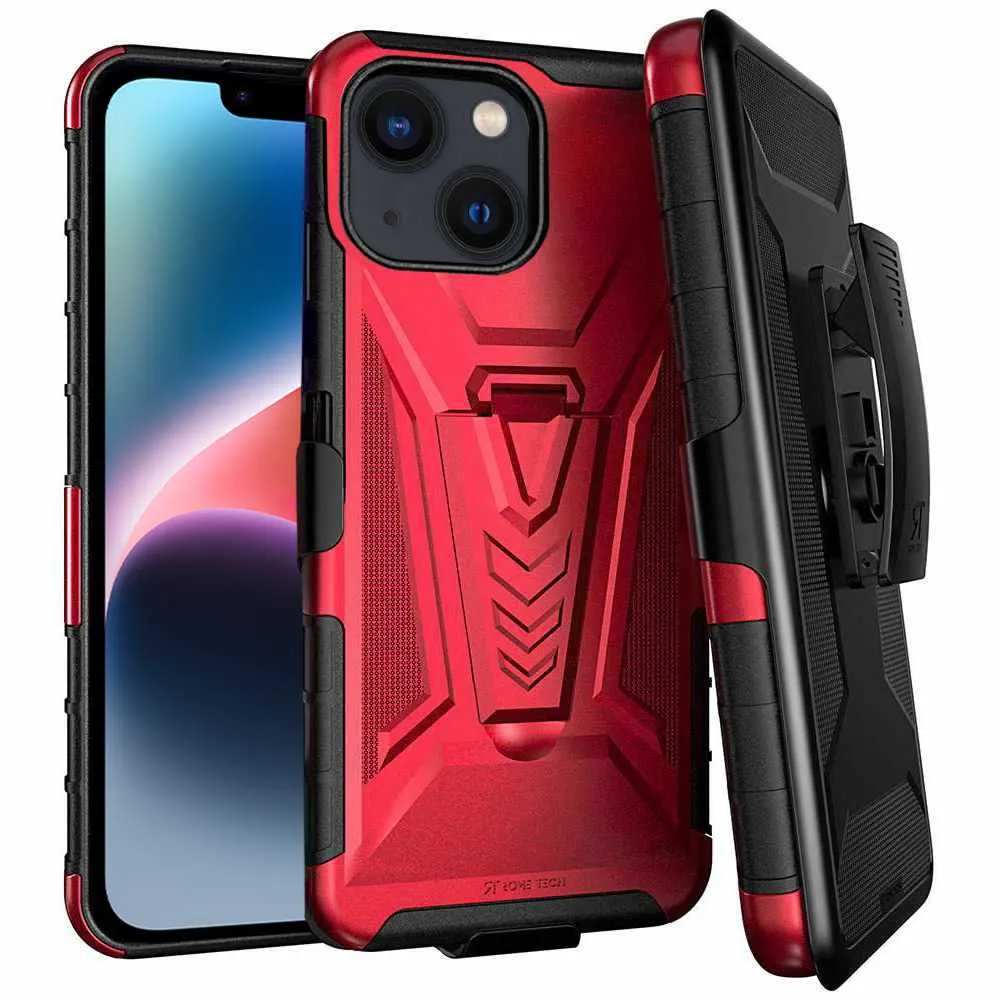 Apple iPhone 14 Plus Dual-Layer Holster Case with Kickstand - Image 10