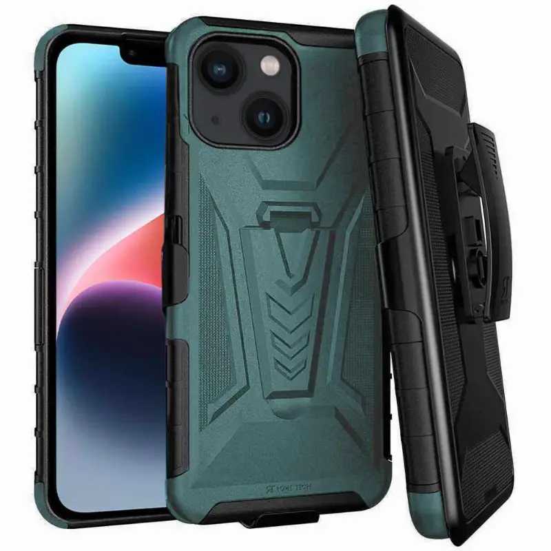 Apple iPhone 14 Plus Dual-Layer Holster Case with Kickstand - Image 11