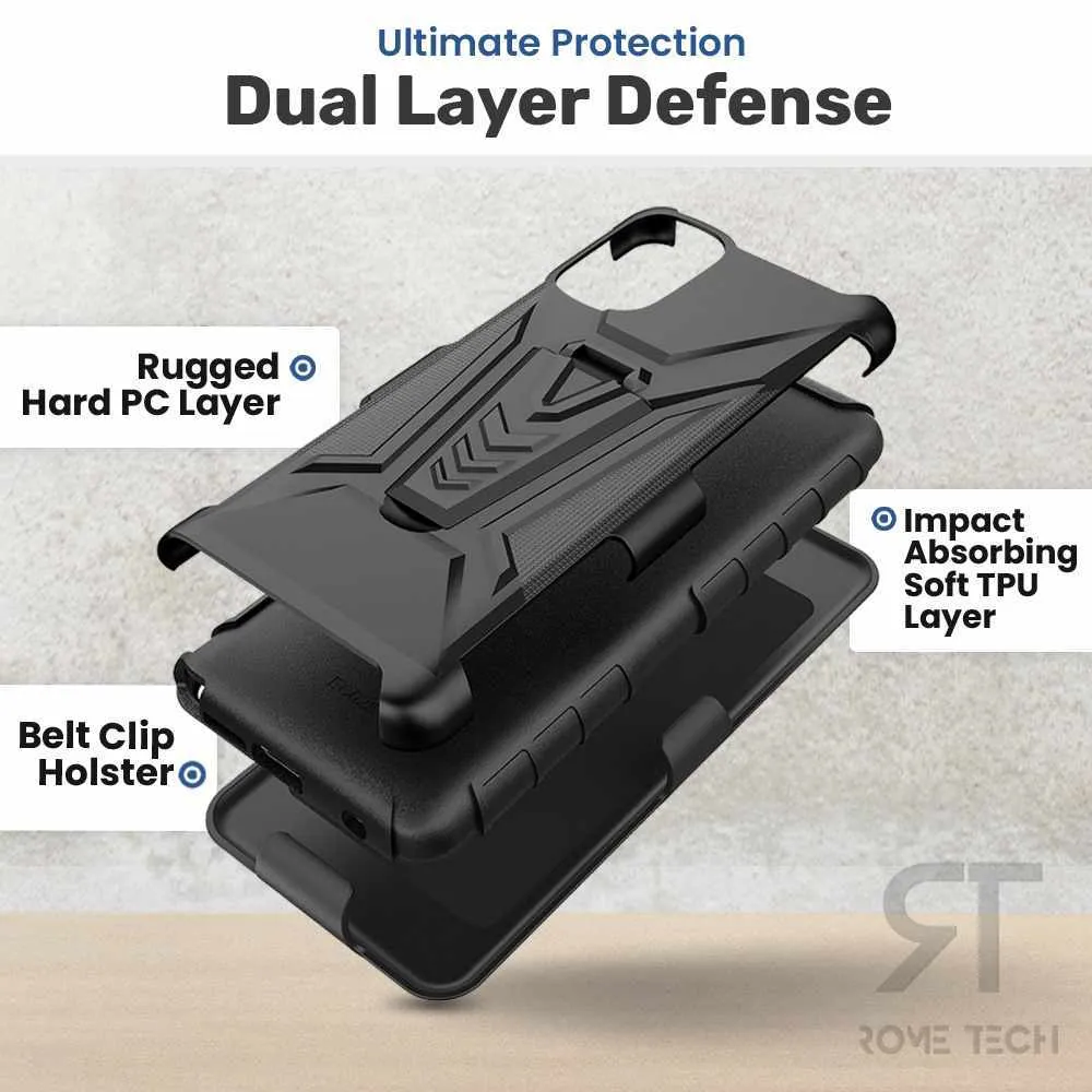 Apple iPhone 14 Plus Dual-Layer Holster Case with Kickstand - Image 4