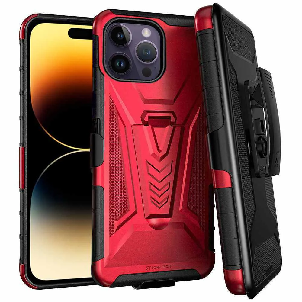 Apple iPhone 14 Pro Dual-Layer Holster Case with Kickstand - Image 10