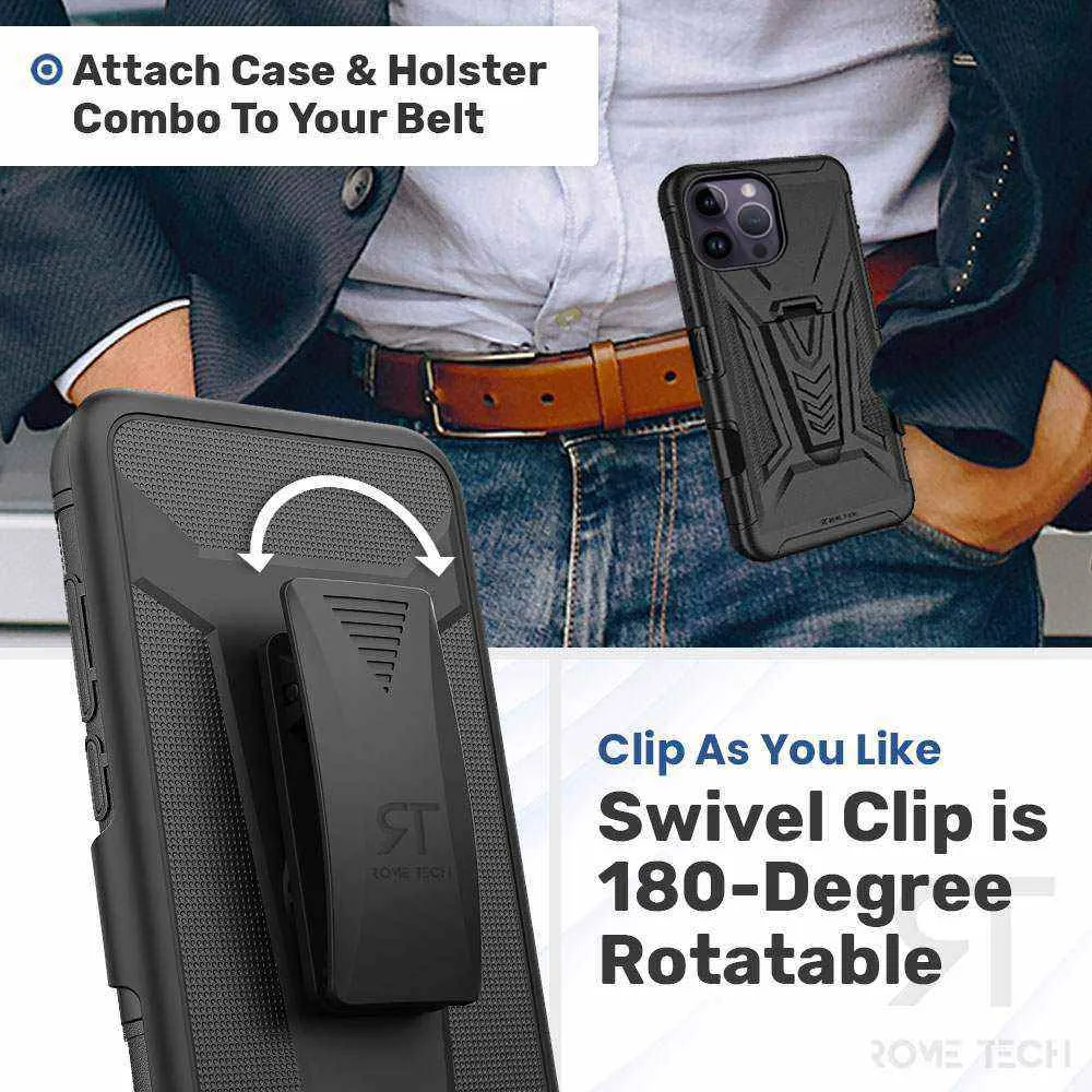 Apple iPhone 14 Pro Dual-Layer Holster Case with Kickstand - Image 3