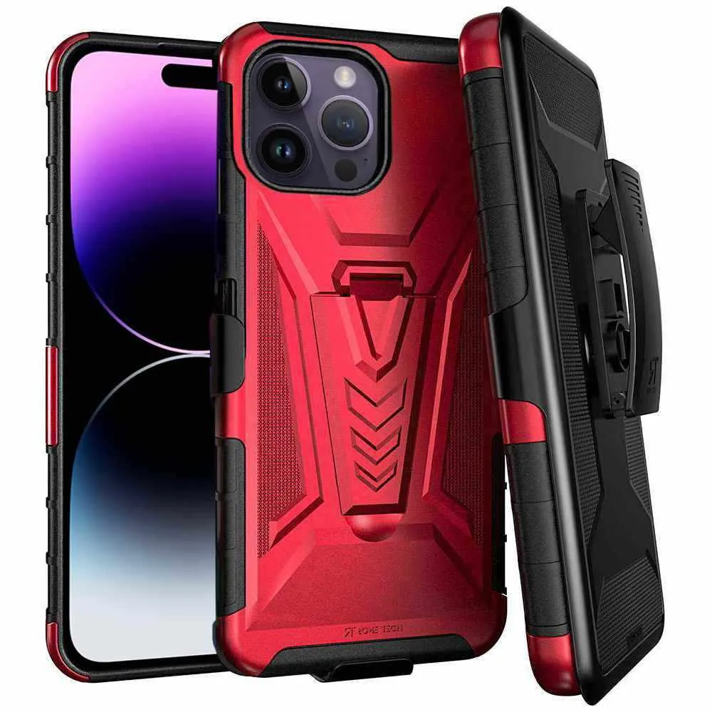 Apple iPhone 14 Pro Max Dual-Layer Holster Case with Kickstand - Image 10