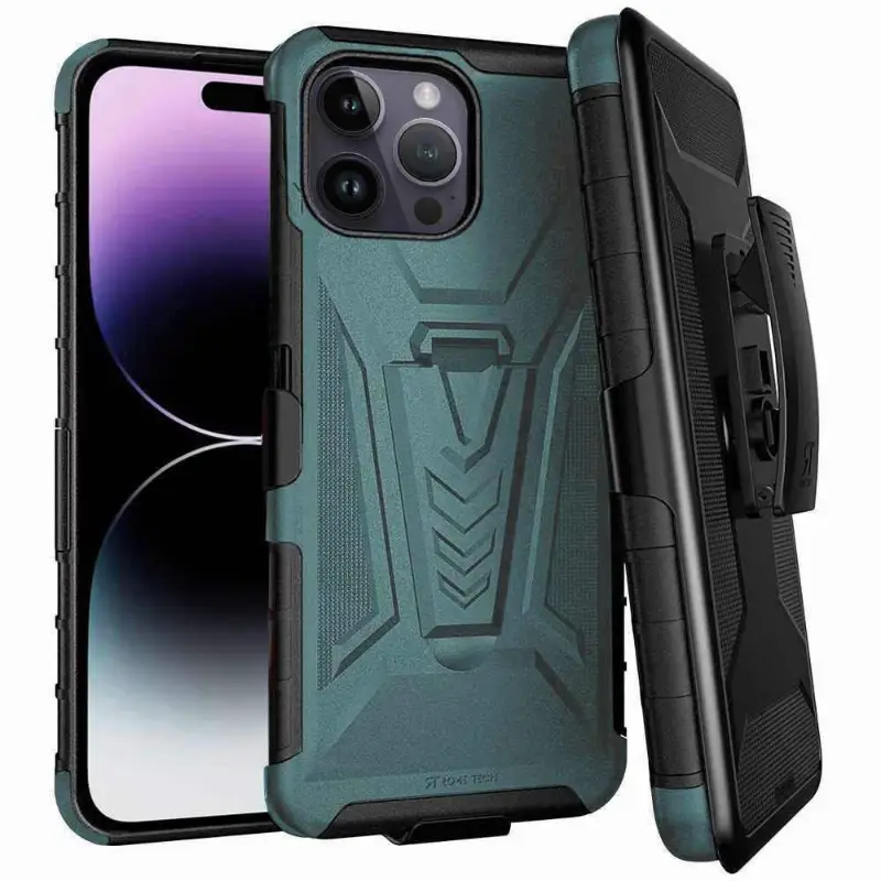 Apple iPhone 14 Pro Max Dual-Layer Holster Case with Kickstand - Image 11