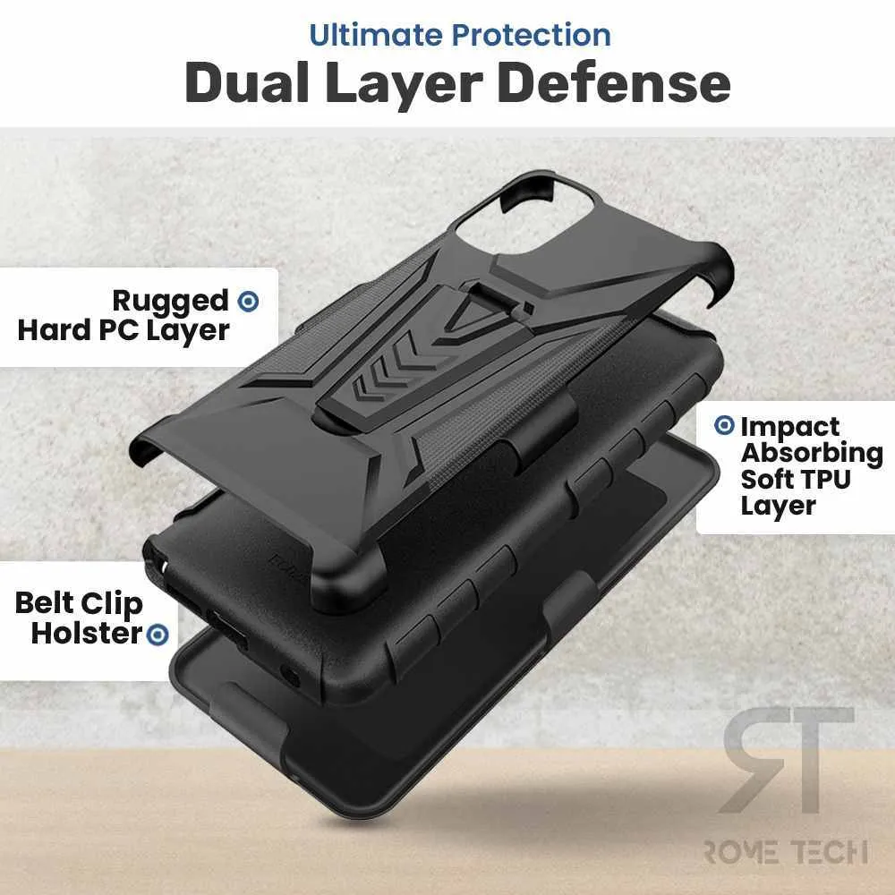 Apple iPhone 14 Pro Max Dual-Layer Holster Case with Kickstand - Image 4