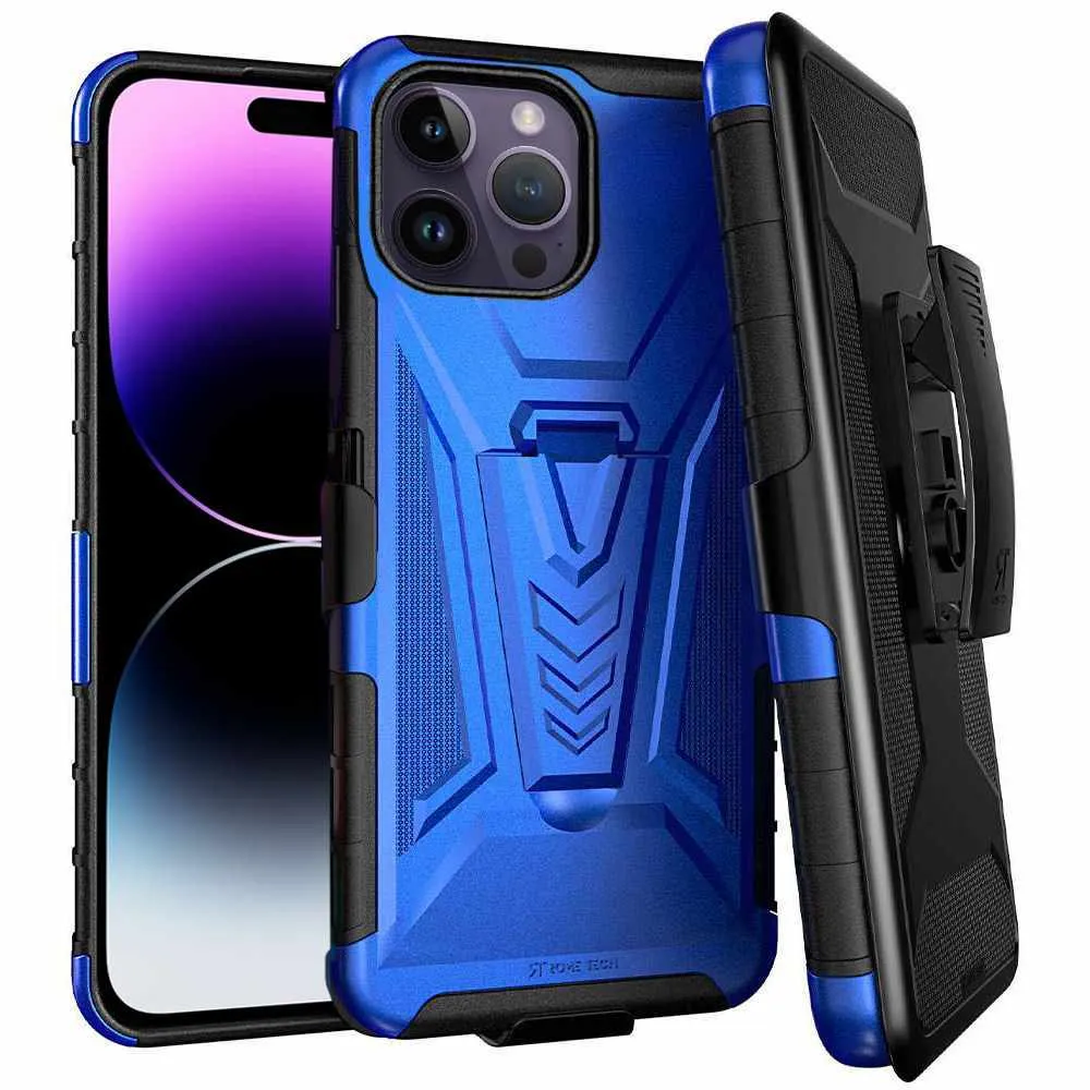 Apple iPhone 14 Pro Max Dual-Layer Holster Case with Kickstand - Image 7