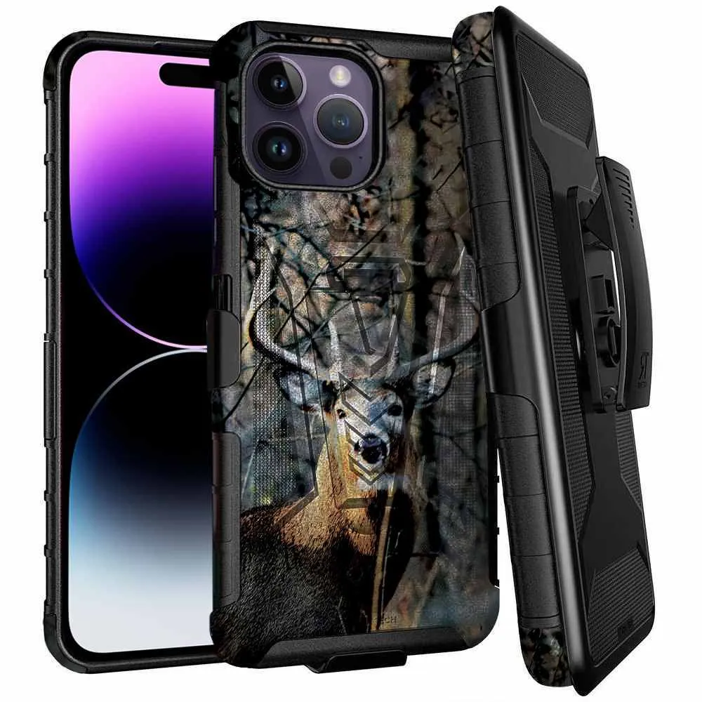 Apple iPhone 14 Pro Max Dual-Layer Holster Case with Kickstand - Image 8