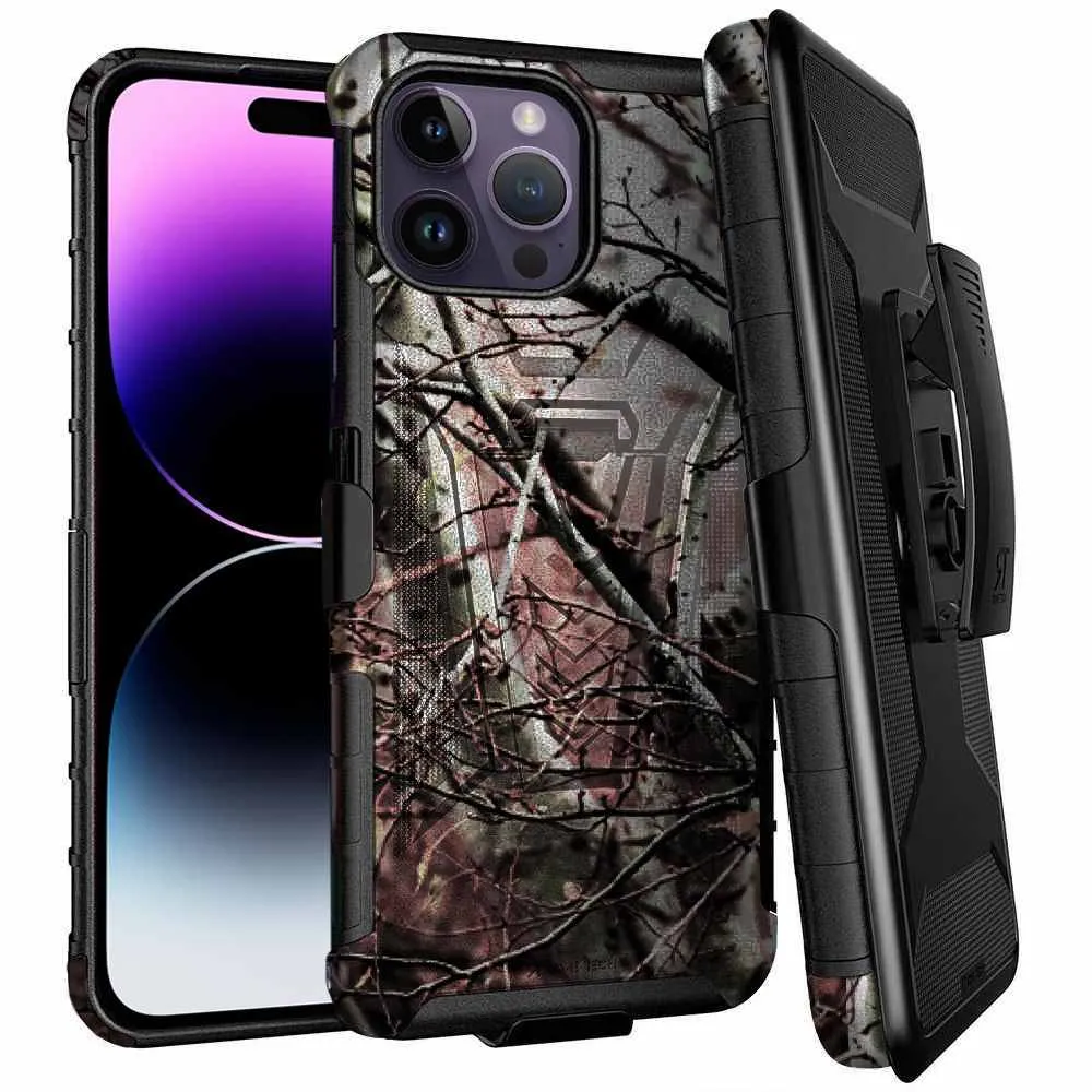Apple iPhone 14 Pro Max Dual-Layer Holster Case with Kickstand - Image 9