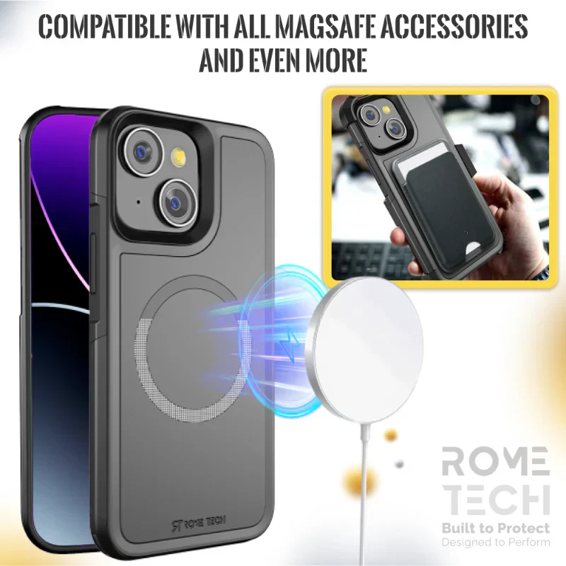 Apple iPhone 15 Dual-Layer Holster Case w/Magsafe + 3-Pack Glass Screen Protector - Image 5