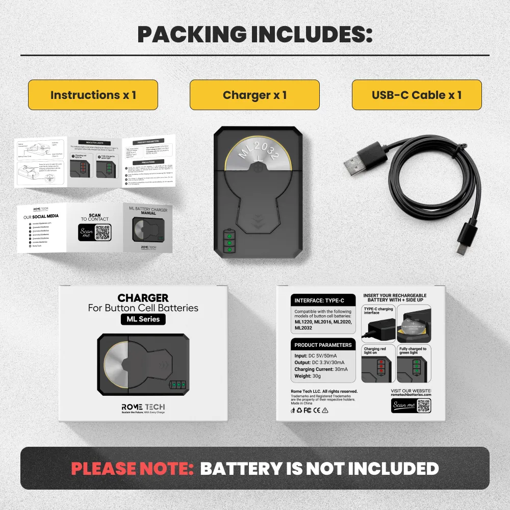 Coin Cells Battery ML1220 ML2016 ML2020 ML2032 USB C Battery Charger - Image 6