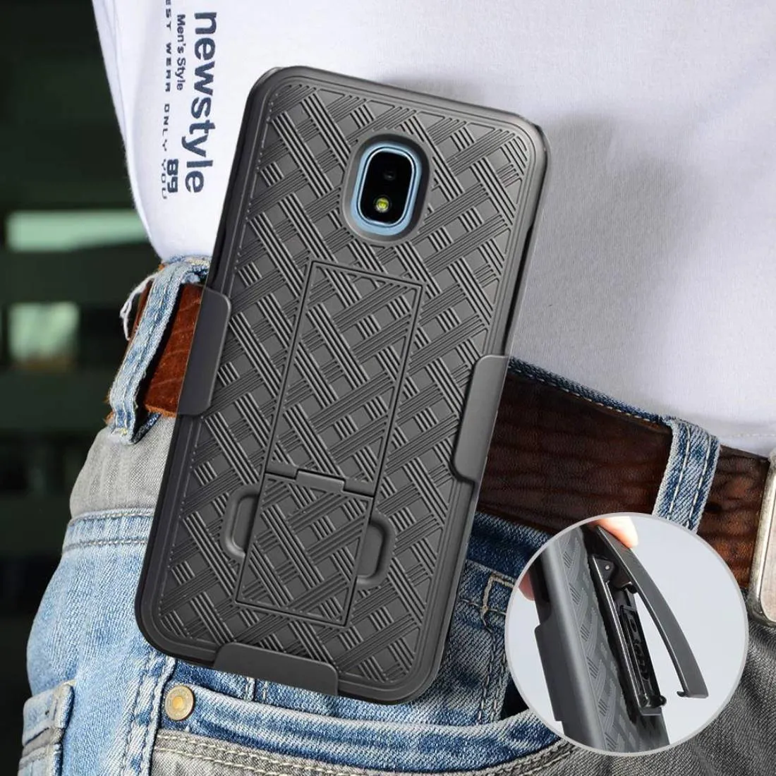 Samsung Galaxy J3 / J3V (3rd Gen 2018) Belt Clip Holster Phone Case - Image 7