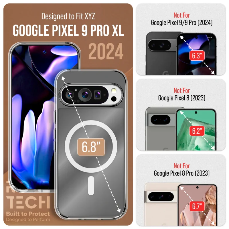 Google Pixel 9 Pro XL 6.8" (2024) Hybrid Shockproof Clear Slim Acrylic Case with MagSafe - Image 2