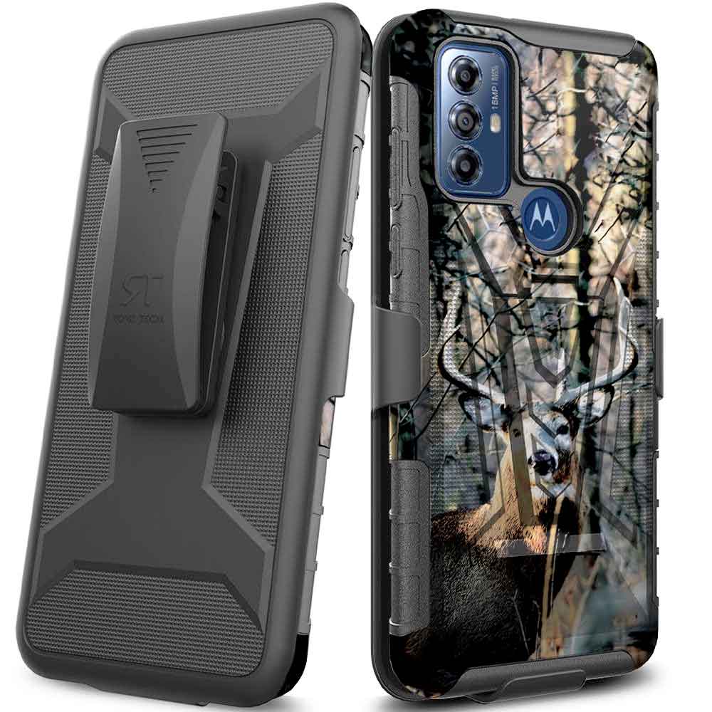 Motorola Moto G Play (2023) Dual-Layer Holster Case with Kickstand - Image 10