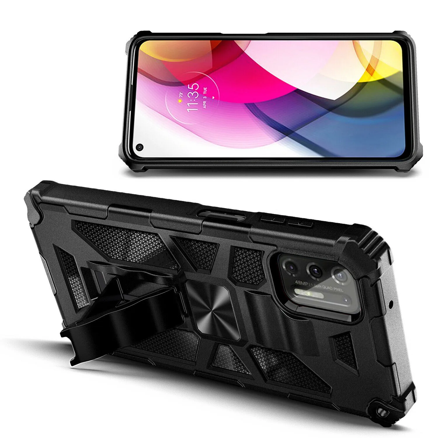 Motorola Moto G Stylus (2021) Armor Case Kickstand Magnetic Mount - Image 6
