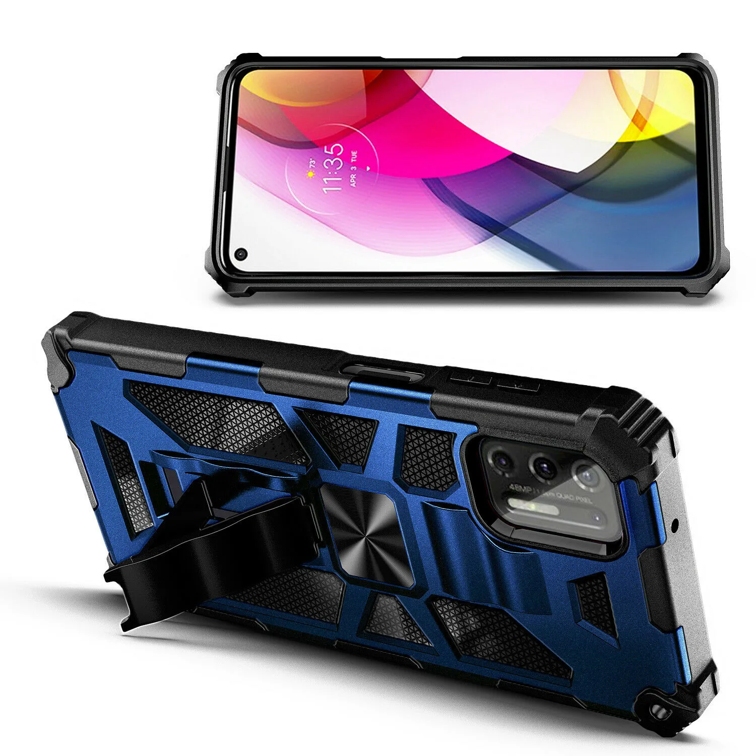 Motorola Moto G Stylus (2021) Armor Case Kickstand Magnetic Mount - Image 7