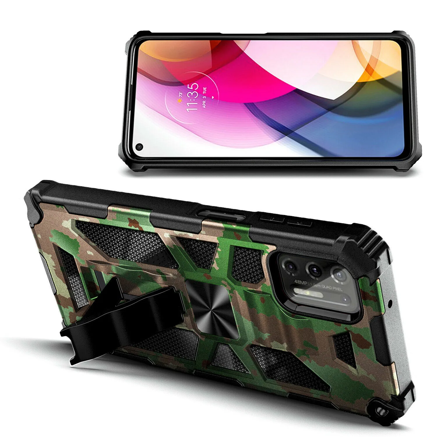 Motorola Moto G Stylus (2021) Armor Case Kickstand Magnetic Mount - Image 8