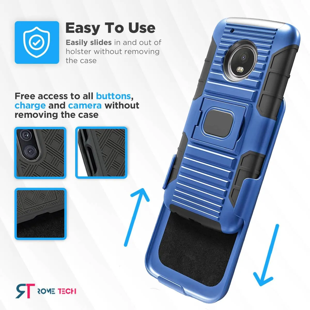 Motorola Moto Z2 Play Dual-Layer Holster Case with Kickstand - Image 3