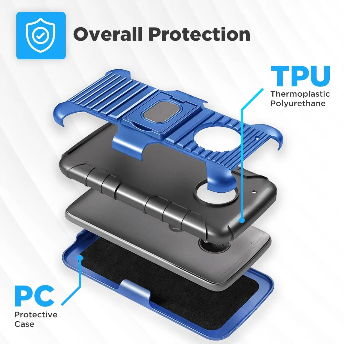 Motorola Moto Z2 Play Dual-Layer Holster Case with Kickstand - Image 4