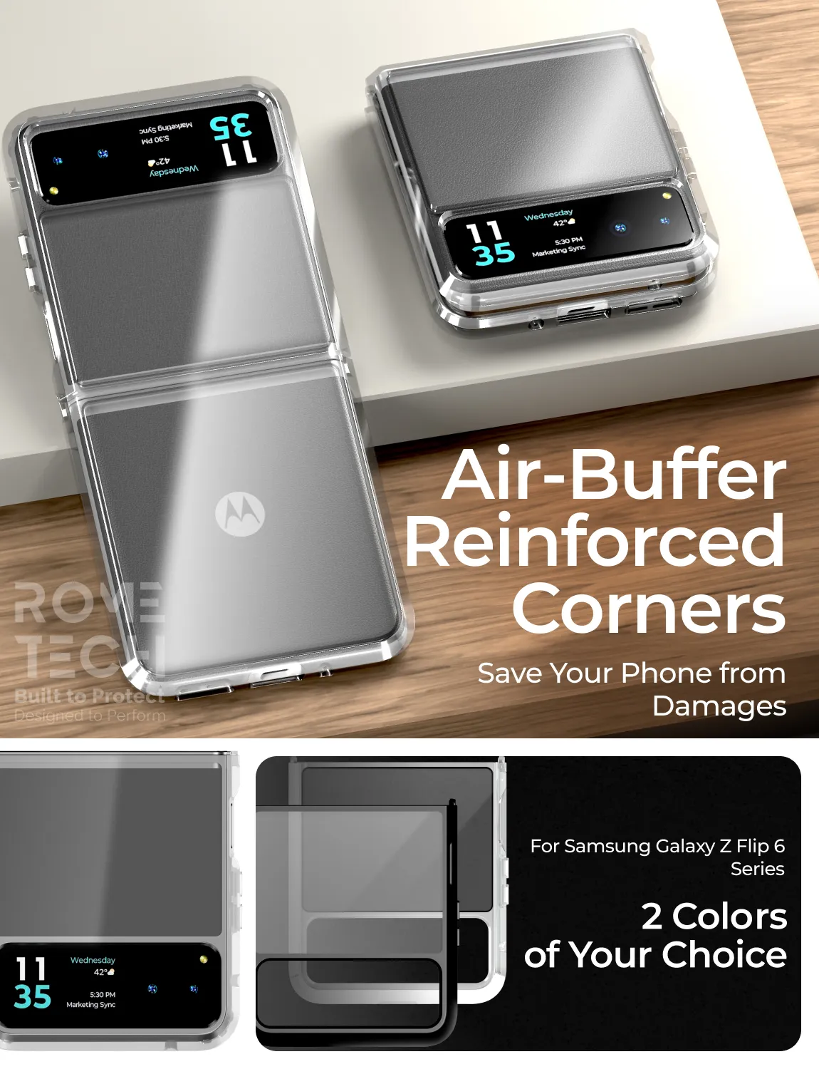 Motorola Razr 40 / Razr (2023) Hybrid Shockproof Clear Slim Acrylic Case Cover Flexible Hinge Rib - Image 5